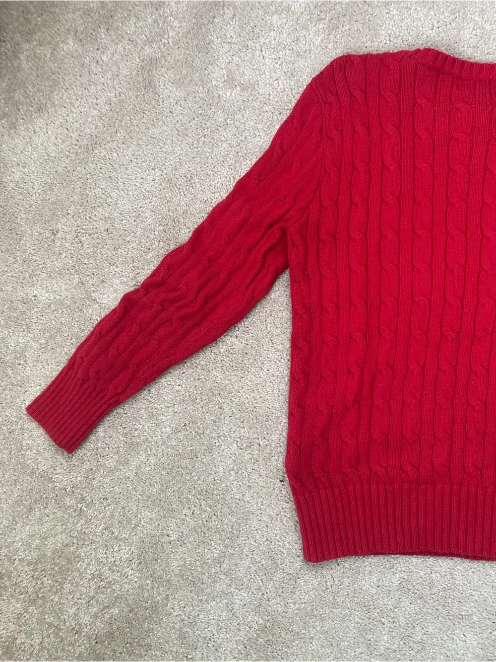 Polo by Ralph Lauren Red Cable Knit Crew Sweater